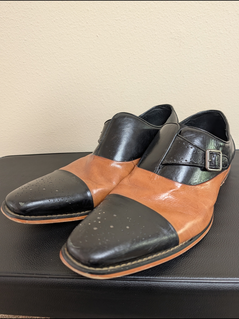 Stacy Adams Two-Tone Monk Strap Dress Shoes Men's Size 13M